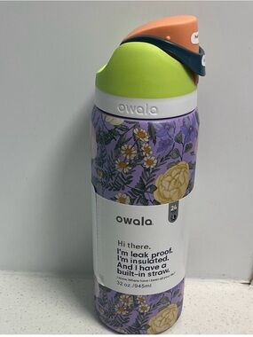 Owala 32oz Floral Insulated Water Bottle - Purple, Yellow, Lime